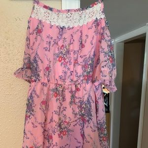 Pink & violet girls dress L 10/12